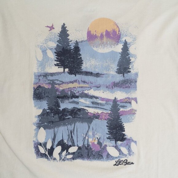 LL Bean Long Sleeve Pocket Tee Washed Organic Cotton Graphic Retro Nature - Picture 11 of 12
